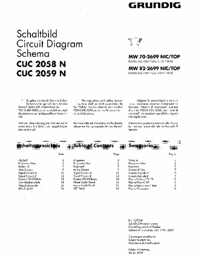 Grundig MW 70+82-2699 Circuit diagram - Schema